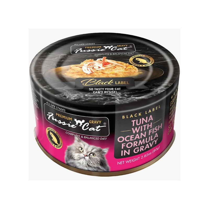 Fussie Cat Black Label Tuna with Ocean Fish in Gravy 80g