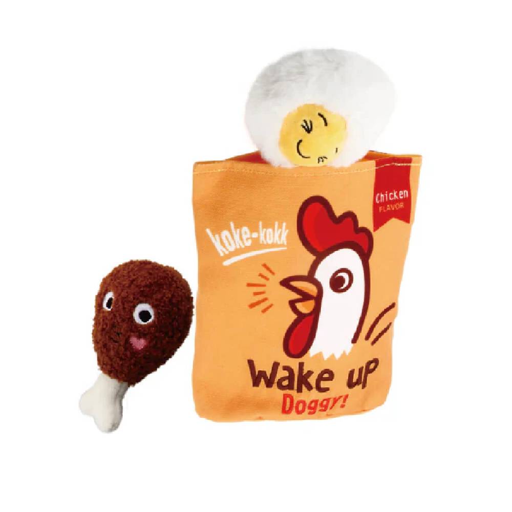 GiGwi Dog Toy 3-in-1 Foody Friendz Chicken Snack Bag Squeaker Crinkle