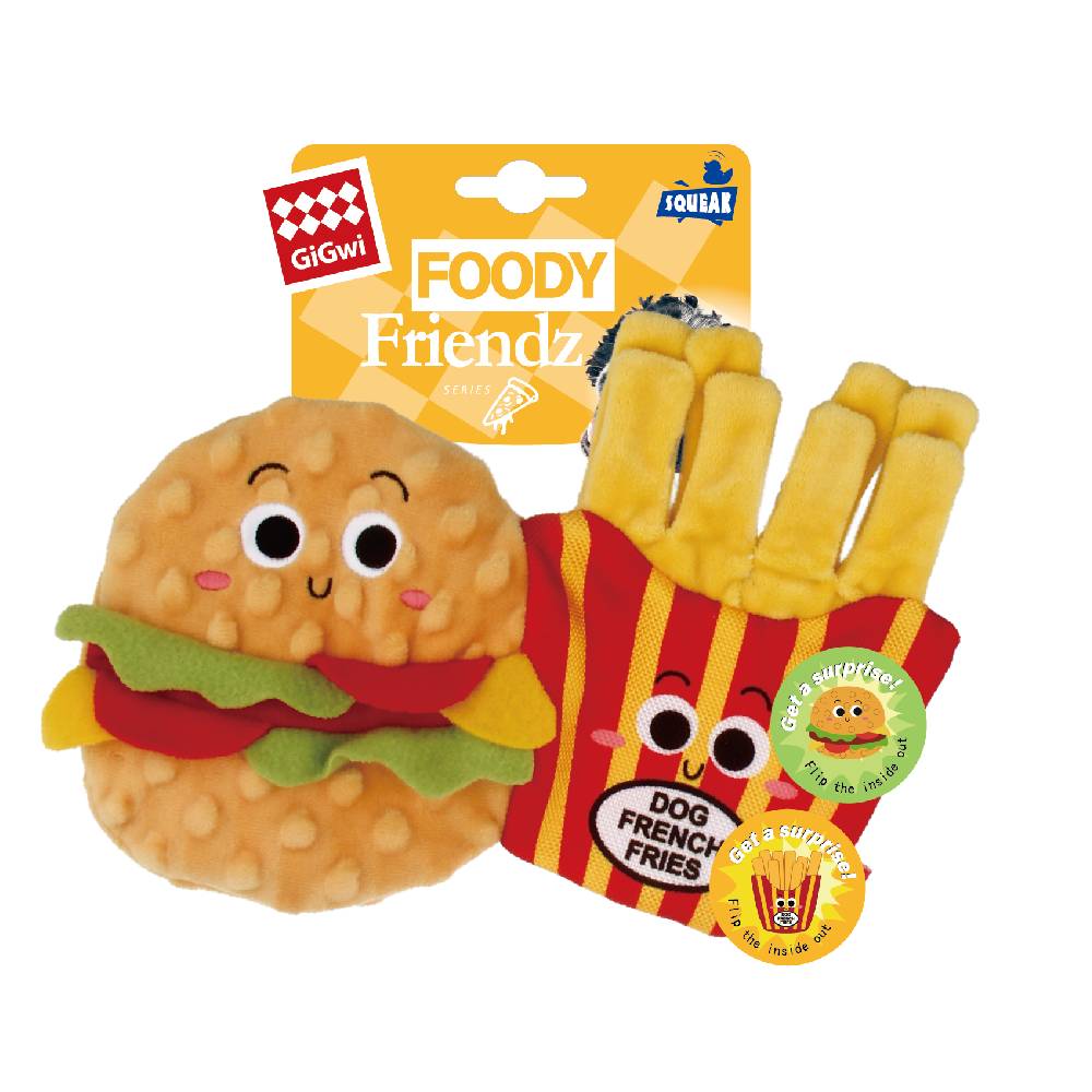 GiGwi Dog Toy Foody Friendz with Squeaker Burger & Fries