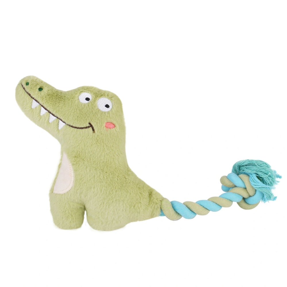 GiGwi Dog Toy Plush Friendz with Rope Crocodile