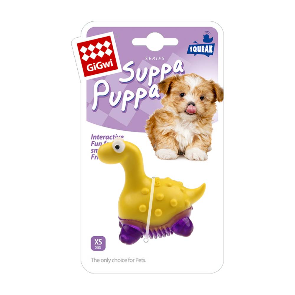 GiGwi Teething Dog Toy Suppa Dinosaur with Squeaker