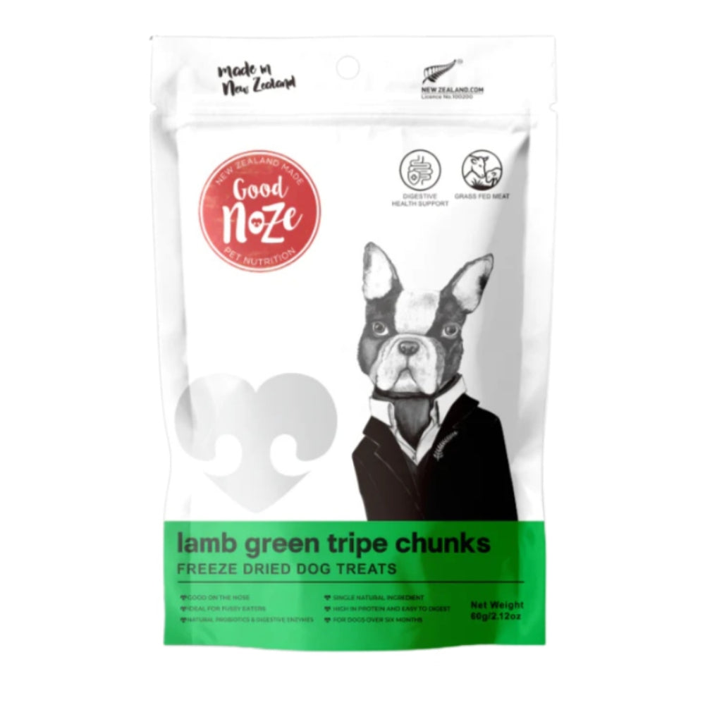 Good Noze Dog Freeze Dried Treats Lamb Green Tripe Chunks 60g