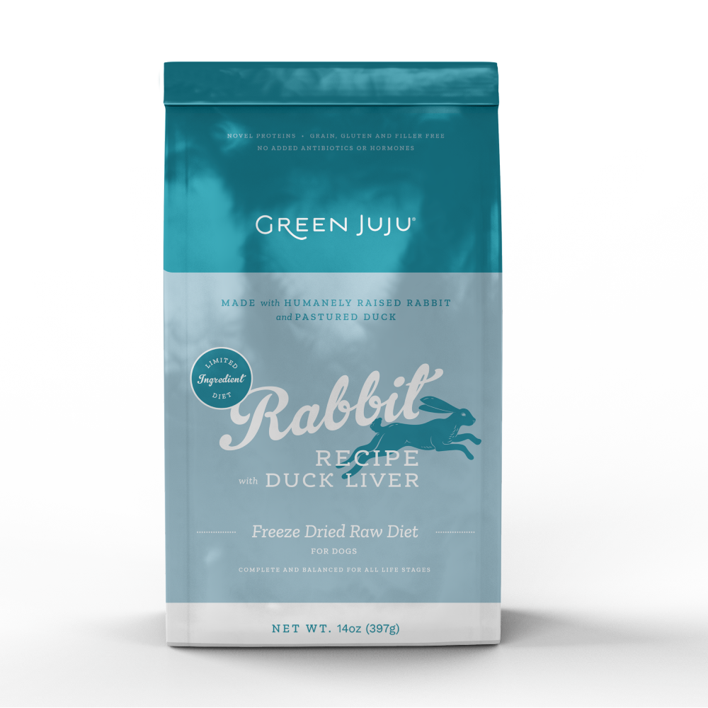 Green Juju Dog Freeze Dried Raw Diet Rabbit With Duck Liver 14oz