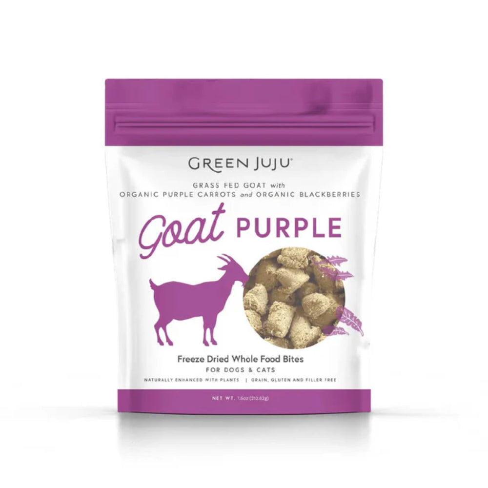 Green Juju Dogs & Cats Freeze Dried Whole Food Goat Purple Bites 7.5oz