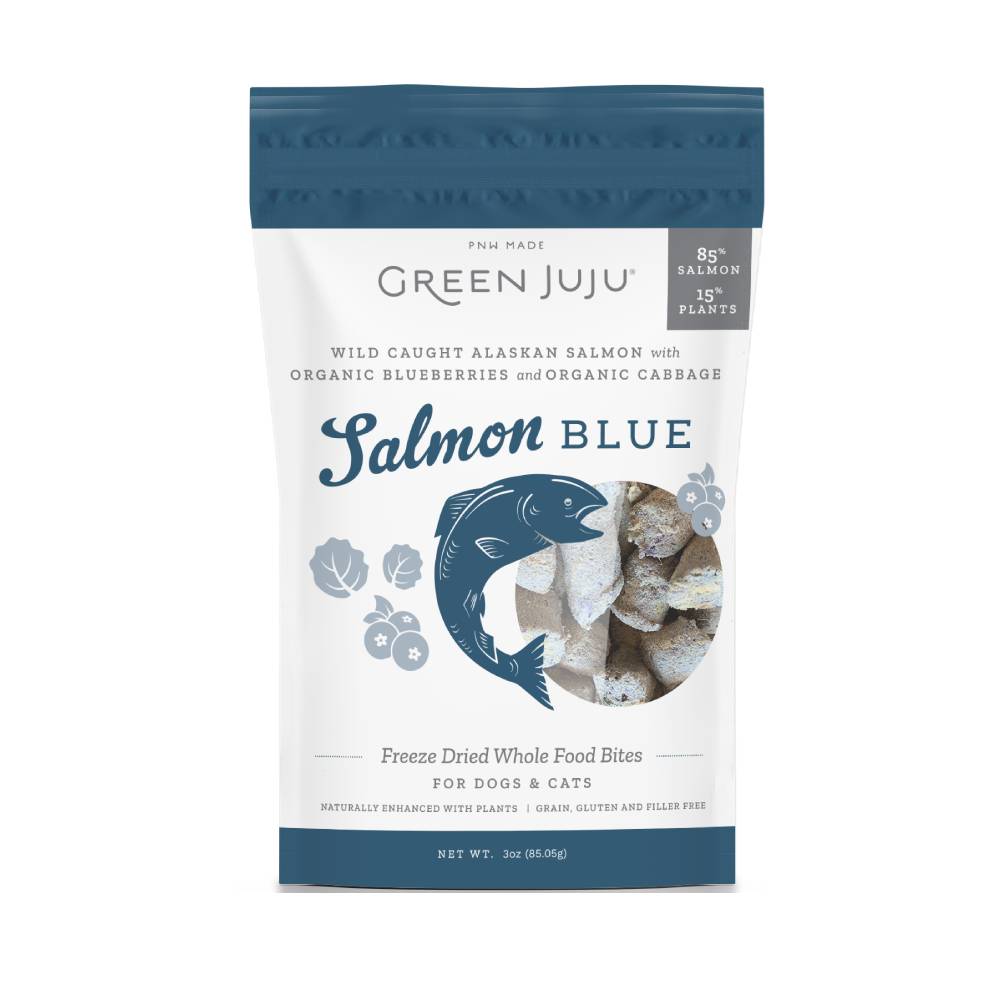 Green Juju Dogs & Cats Freeze Dried Whole Food Salmon Blue Bites 3oz