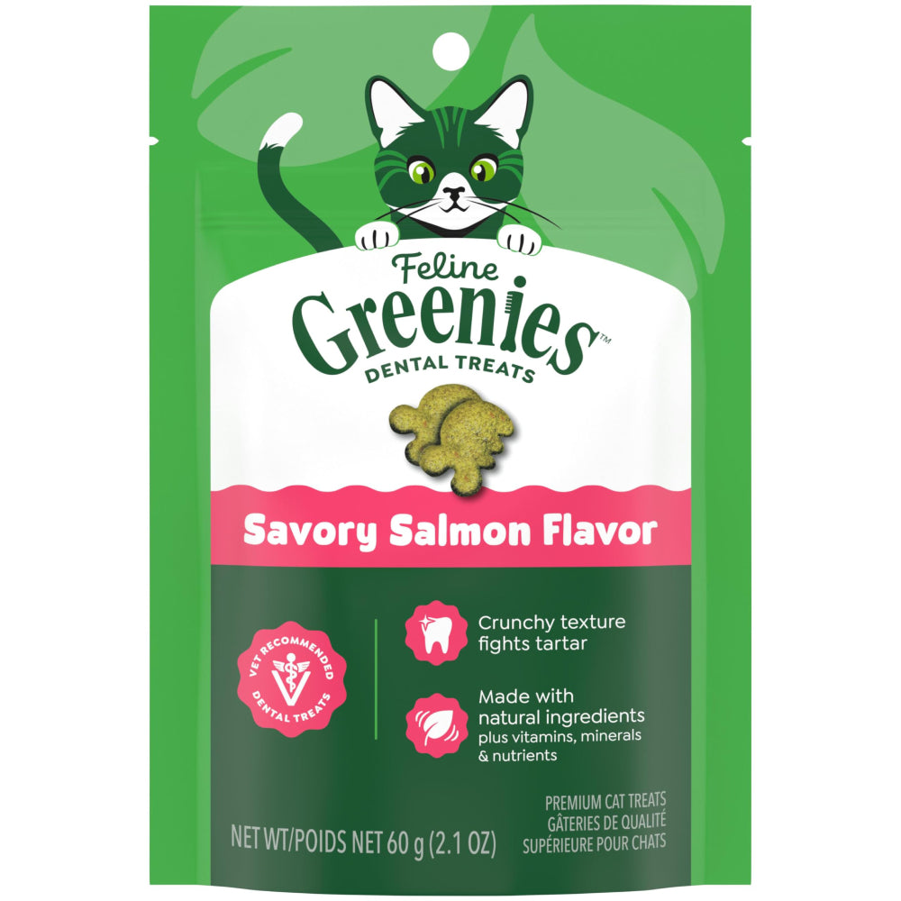Greenies Cat Dental Treats - Savory Salmon Flavor 2.1oz
