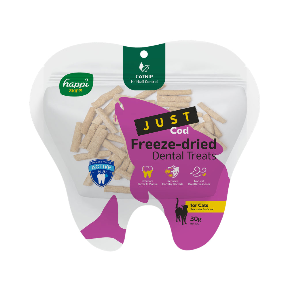 Happi Skippi Cat Dental Treats Just Freeze-Dried Cod & Catnip 30g