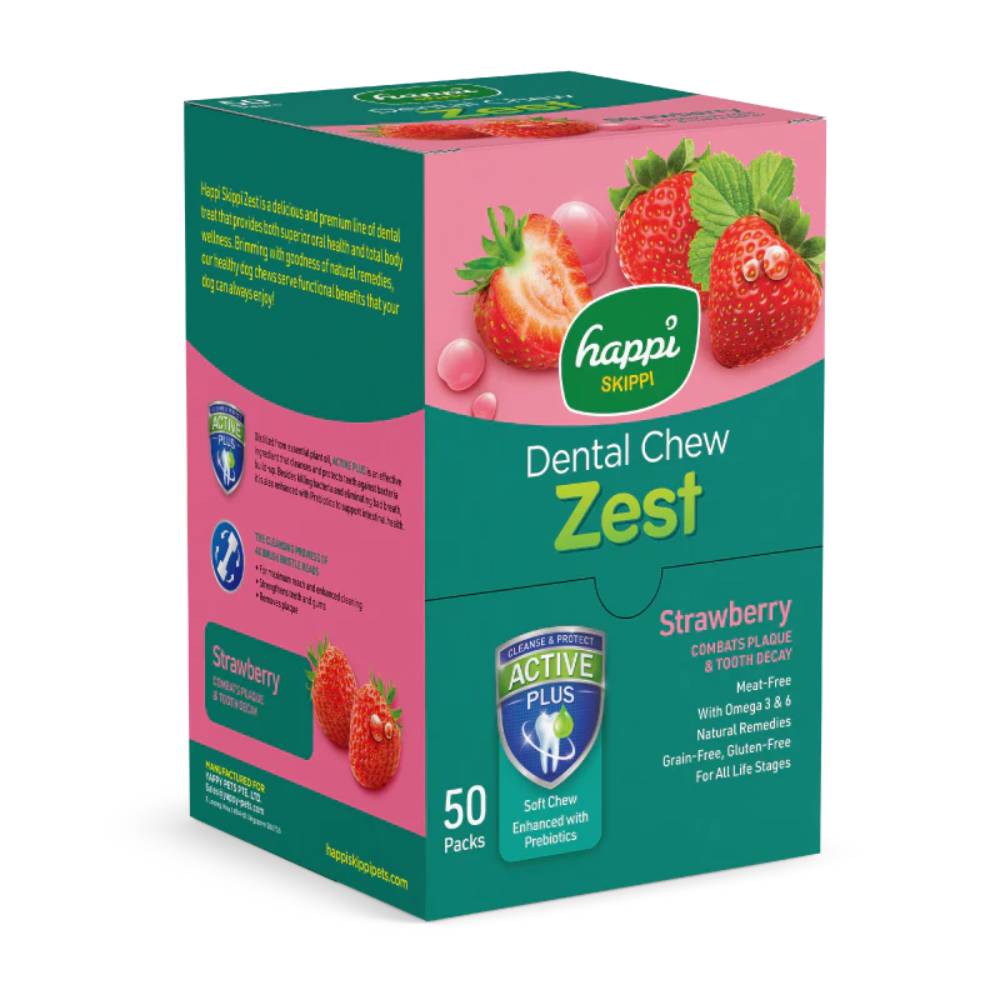 Happi Skippi Dental Chew Zest Strawberry 25g x 50pcs