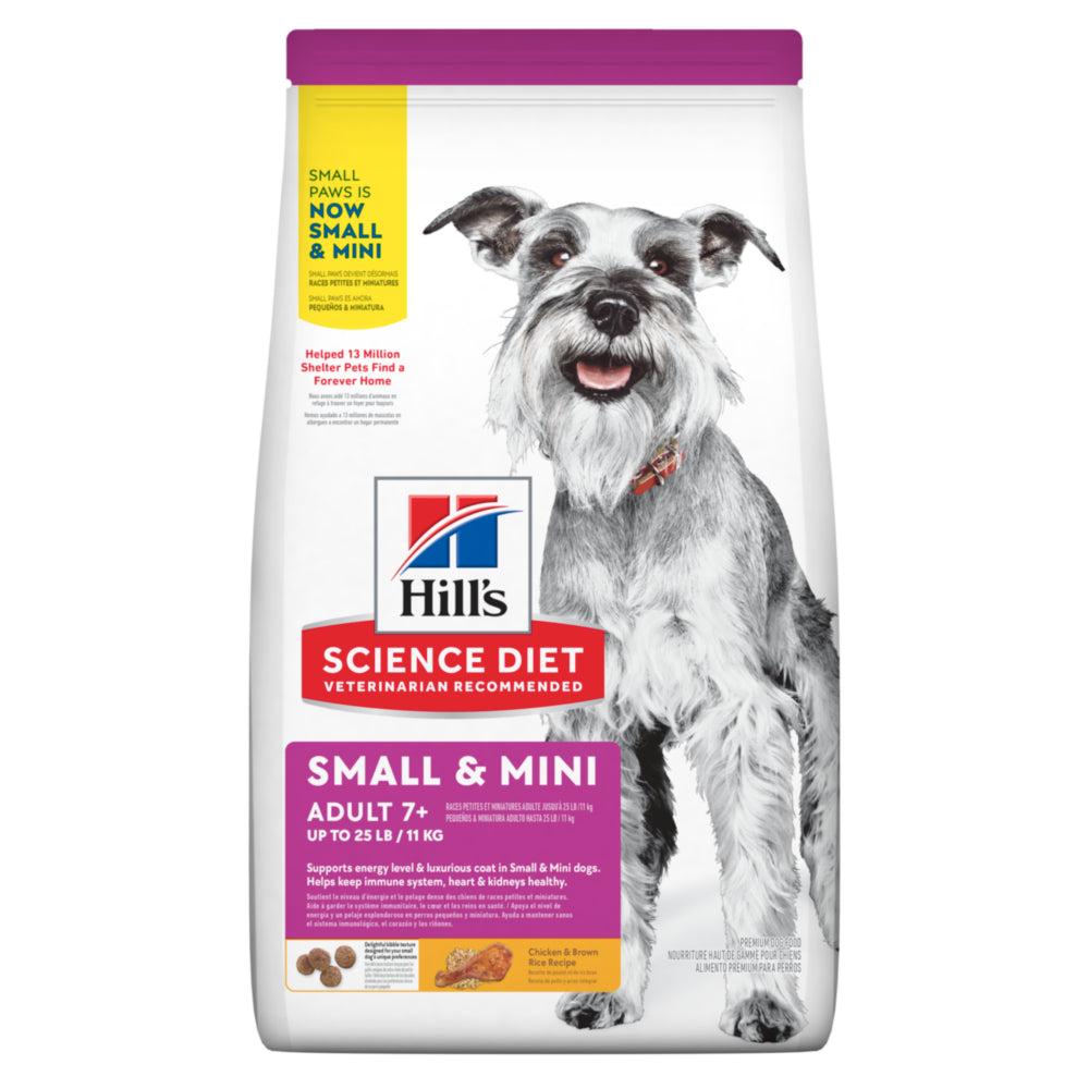 Hill's Science Diet Adult 7+ Small & Mini Small Paws Recipe Chicken & Brown Rice Recipe Dry Dog Food 1.5kg