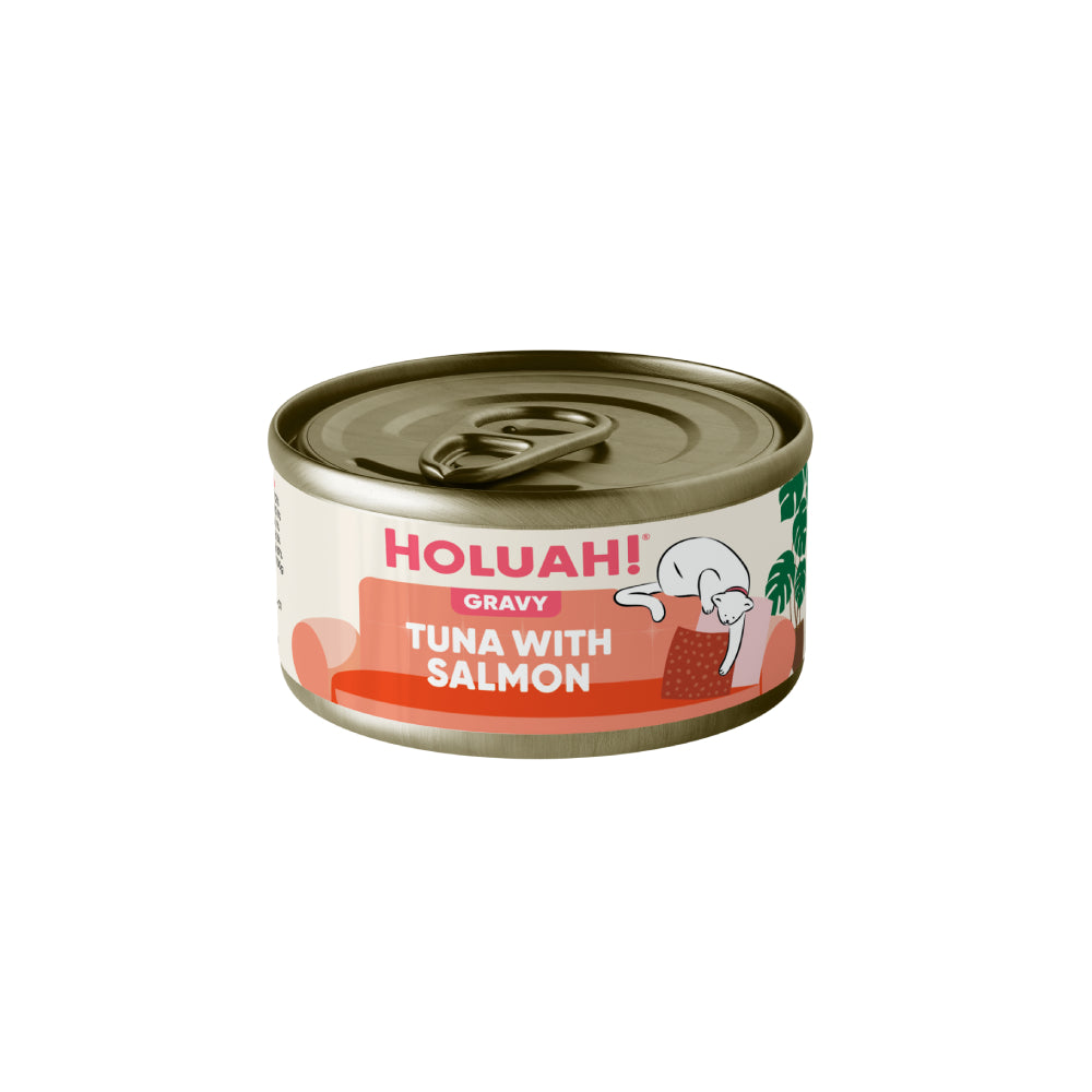 Holuah! Gravy Tuna with Salmon Canned Cat Food 80g