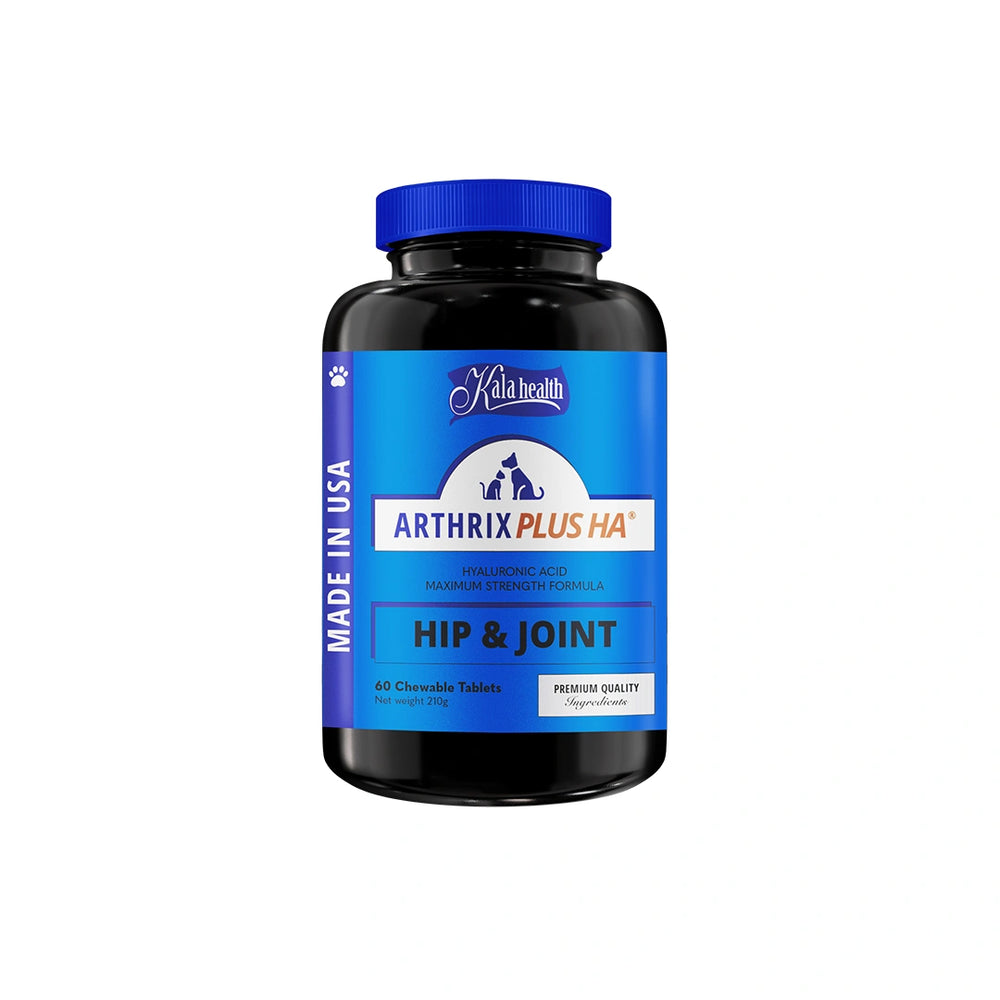 Kala Health Arthrix Plus HA dog and cat joint supplement bottle, 60-count front view