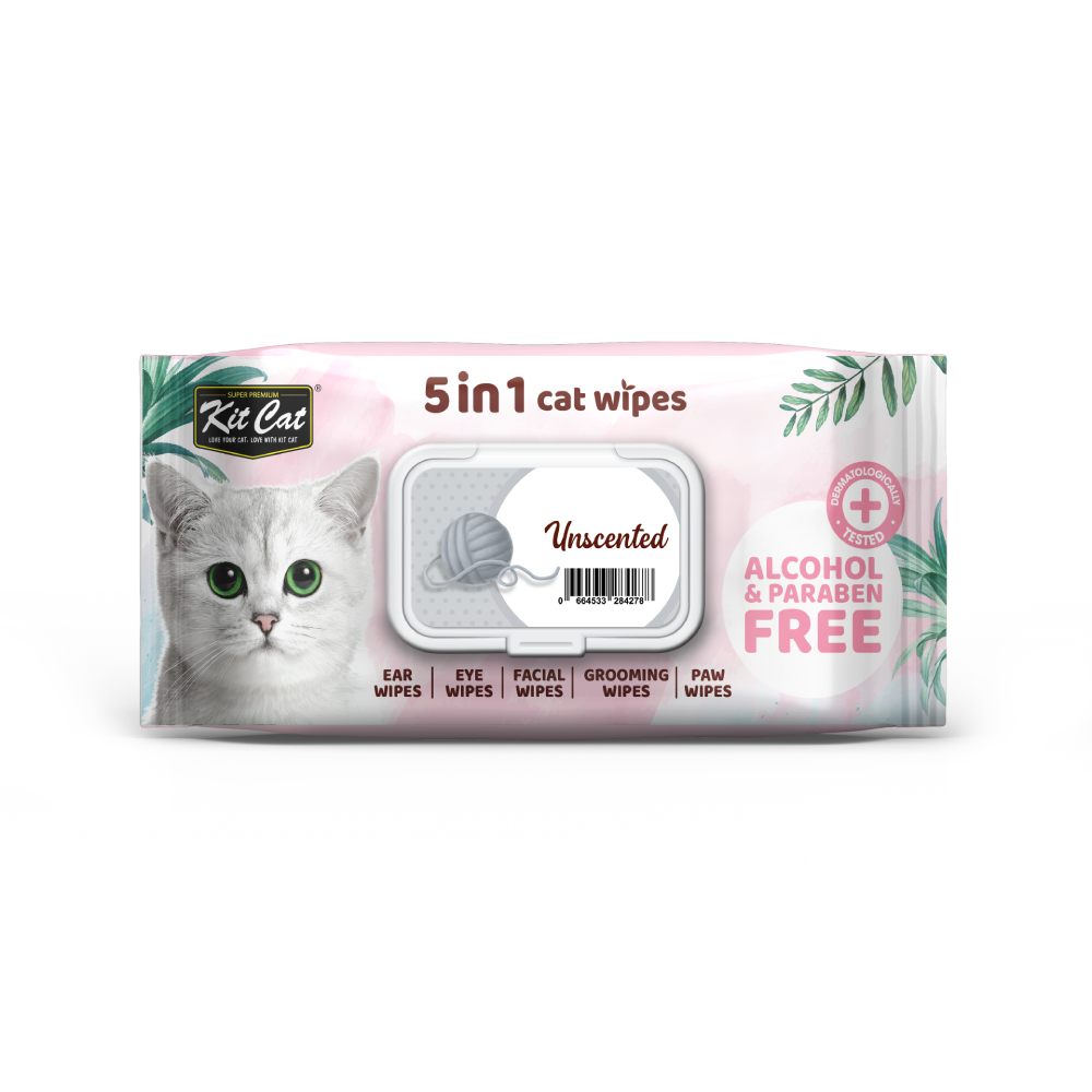 Kit Cat 5 in 1 Cat Wipes Unscented 80sheets