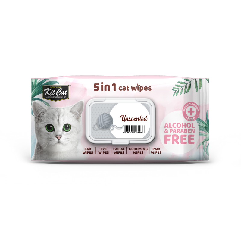 KitCat 5 in 1 Cat Wipes Unscented 80sheets