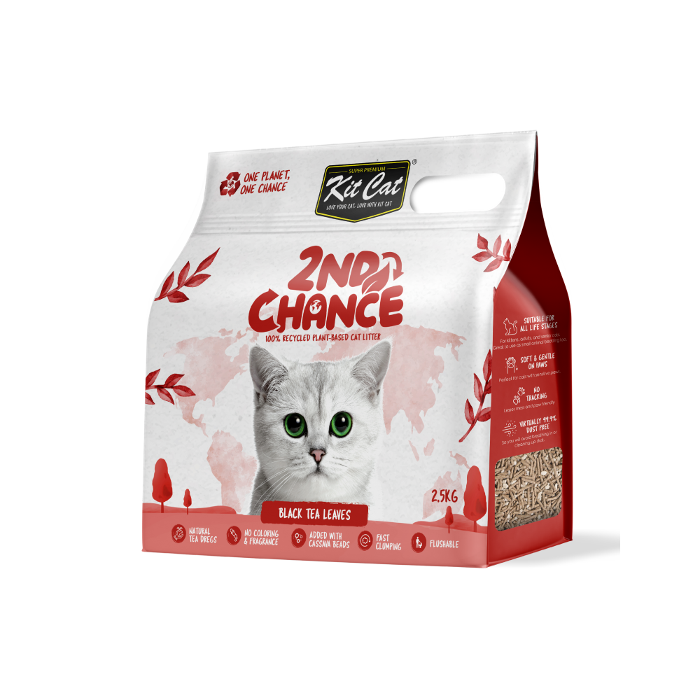 Kit Cat 2nd Chance Plant-Based Black Tea Leaves Clumping Cat Litter 2.5kg