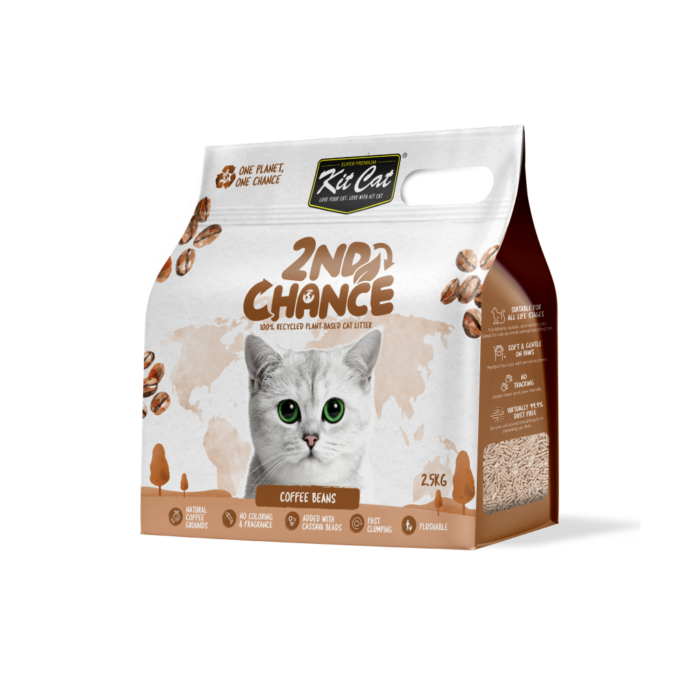 Kit Cat 2nd Chance Plant-Based Coffee Beans Clumping Cat Litter 2.5kg