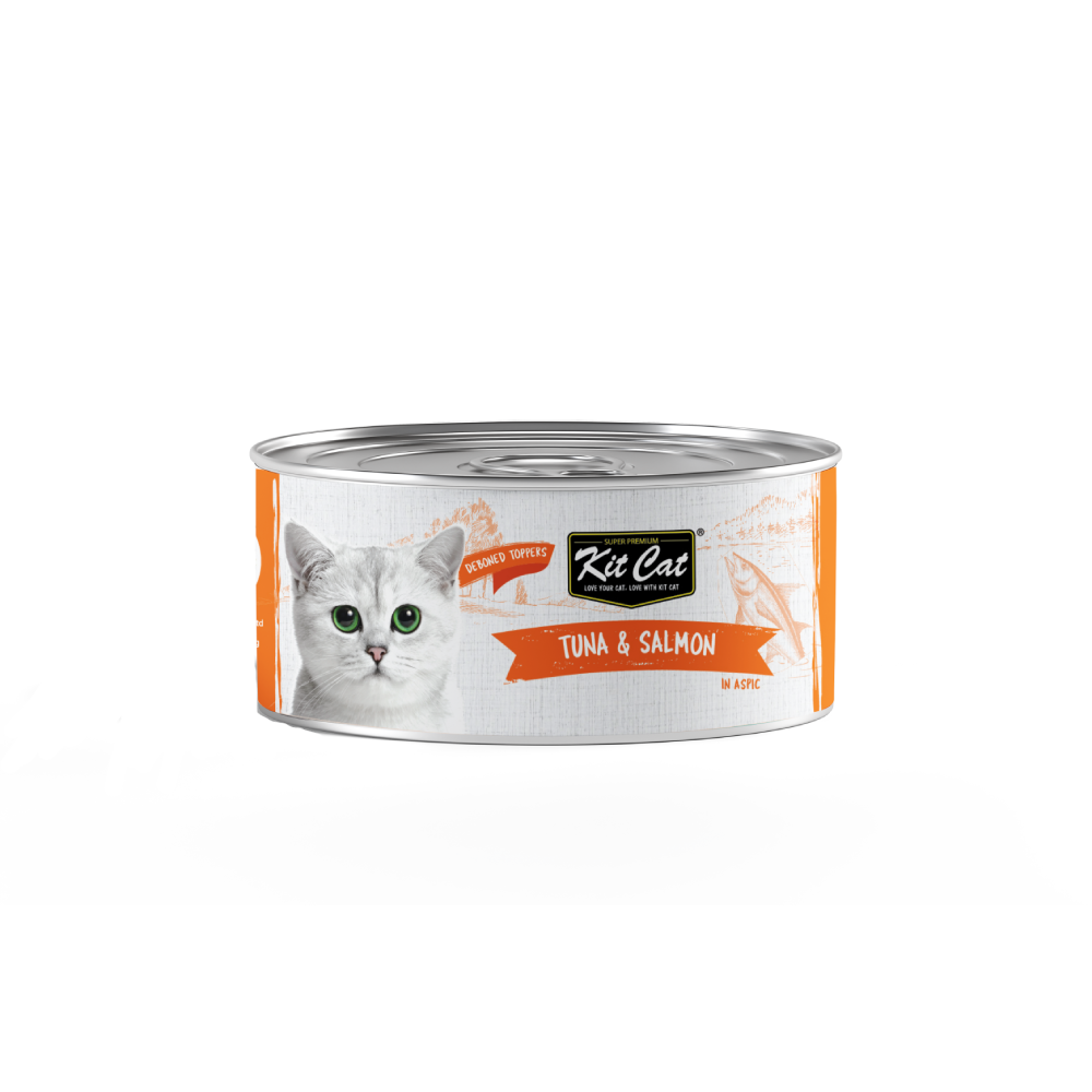 Kit Cat Ocean Pure Deboned Tuna & Salmon Toppers Grain-Free Canned Cat Food 80g