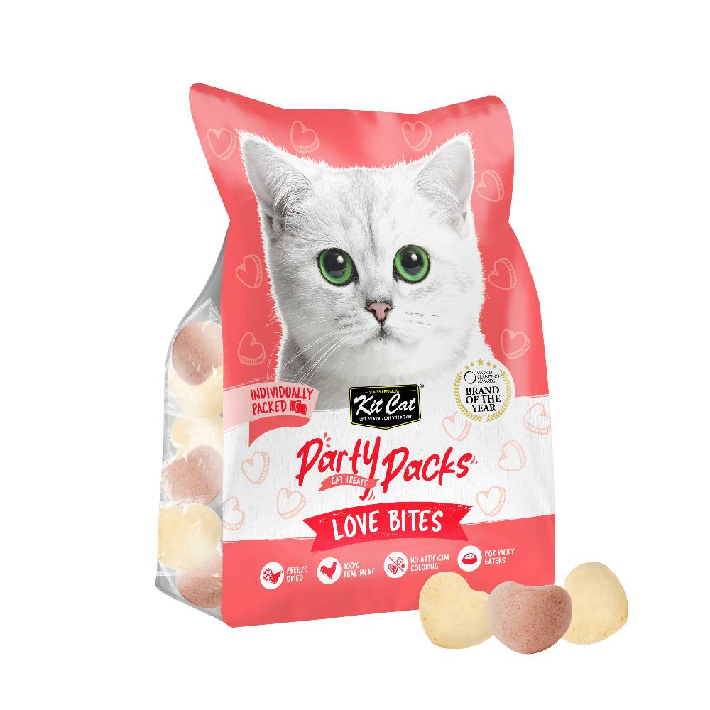 Kit Cat Party Packs Love Bites Freeze Dried Cat Treats 30g