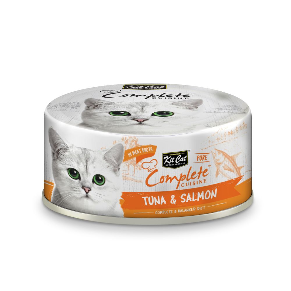 Kit Cat Pure Complete Cuisine Tuna & Salmon In Meat Broth 70g