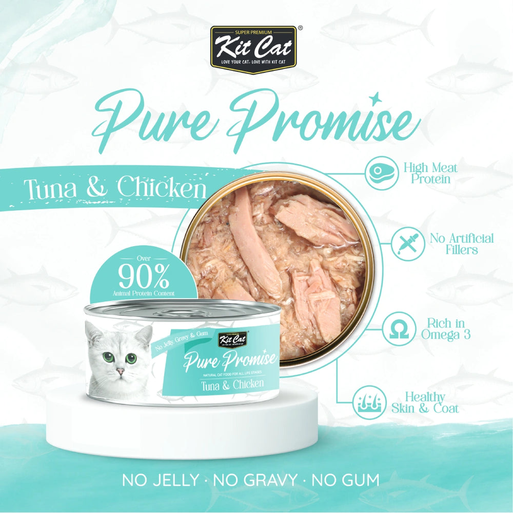 Kit Cat Pure Promise Natural Slow-Cooked Tuna & Chicken Canned Cat Food 80g