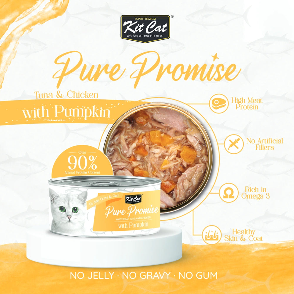 Kit Cat Pure Promise Natural Slow-Cooked Tuna & Pumpkin Canned Cat Food 80g