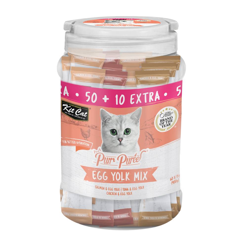 Kit Cat Purr Puree Egg Yolk Mix Liquid Grain-Free Cat Treats (60 x 15g)