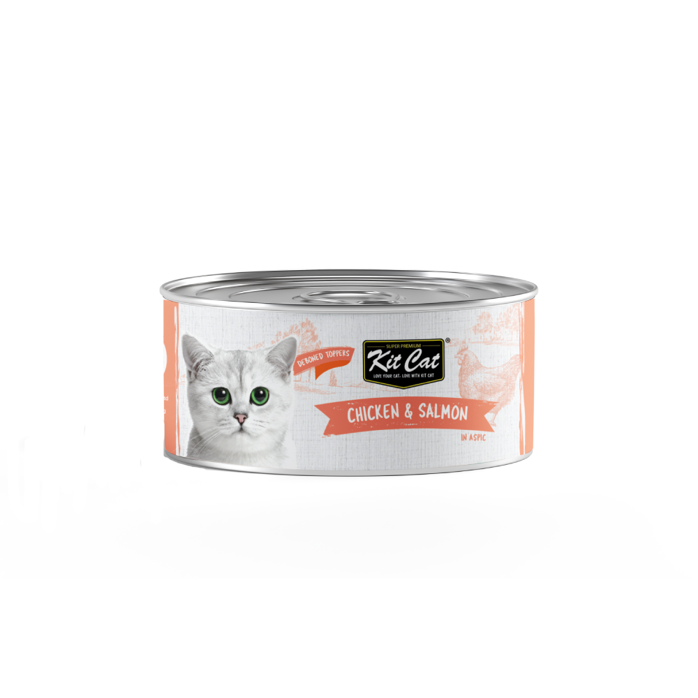 Kit Cat Super Premium Deboned Chicken & Salmon Toppers Grain-Free Canned Cat Food 80g