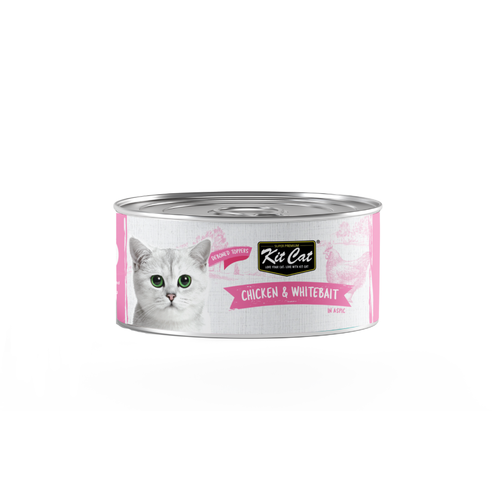 Kit Cat Super Premium Deboned Chicken & Whitebait Toppers Grain-Free Canned Cat Food 80g