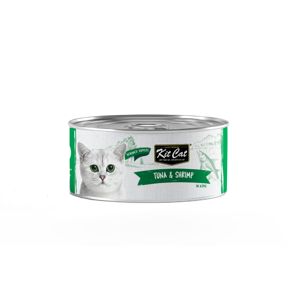 Kit Cat Super Premium Deboned Tuna & Shrimp Toppers Grain-Free Canned Cat Food 80g