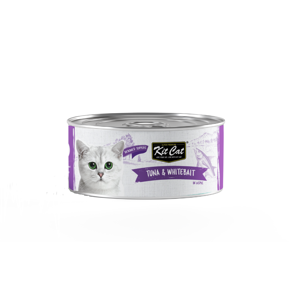 Kit Cat Super Premium Deboned Tuna & Whitebait Toppers Grain-Free Canned Cat Food 80g