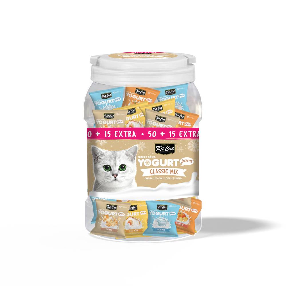 Kit Cat Yogurt Yums Freeze Dried Grain-Free Cat Treats Tub Classic Mix 65g (1g x 65)
