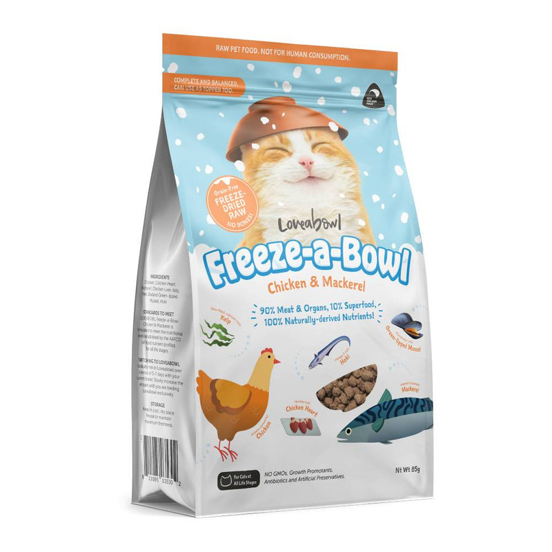 Loveabowl Cat Food Freeze A Bowl Freeze Dried Raw Chicken Mackerel 8