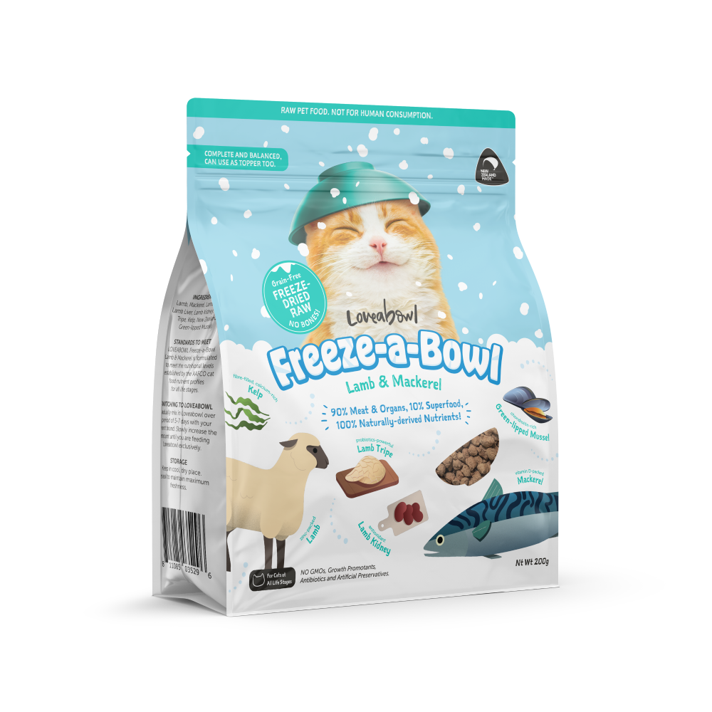 Loveabowl Cat Food Freeze A Bowl Freeze-Dried Raw Lamb & Mackerel 200g