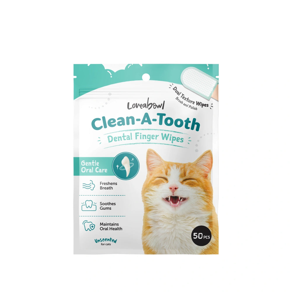 Loveabowl Clean-A-Tooth Dental Cleaning Wipes for Cats 50pcs