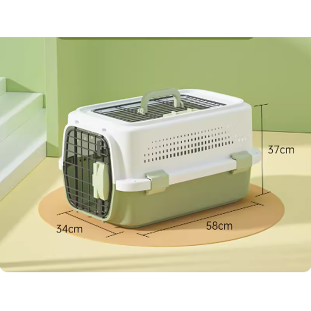 MaiShi Travel Pet Crate Open-top L - L58cm x B34cm x H37cm - Green