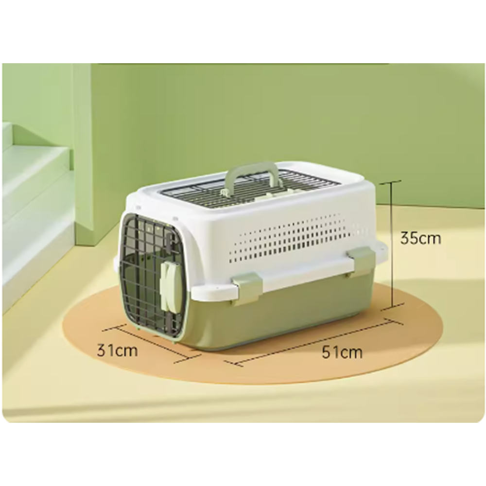MaiShi Travel Pet Crate Open-top M - L51cm x B31cm x H35cm - Green