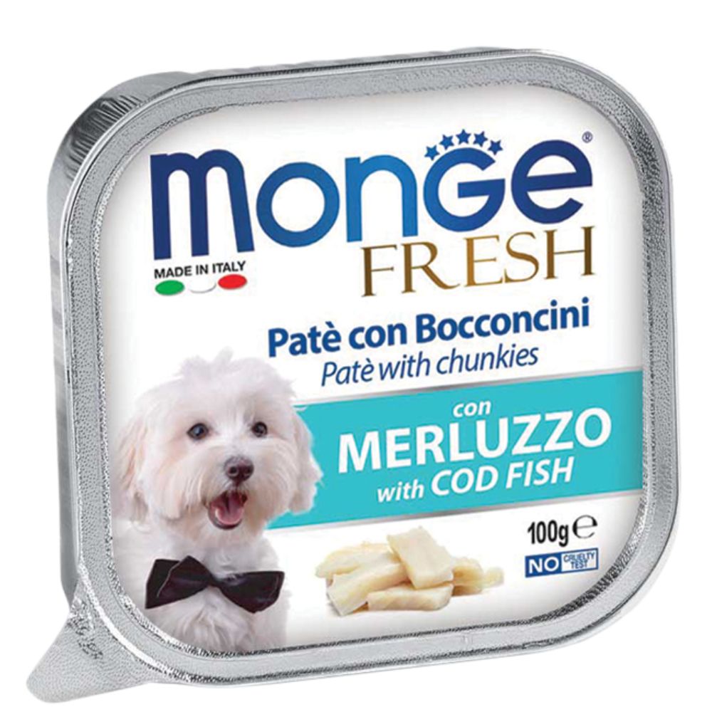 Monge Fresh - Cod Fish Pate With Chunkies Tray Dog Food 100g