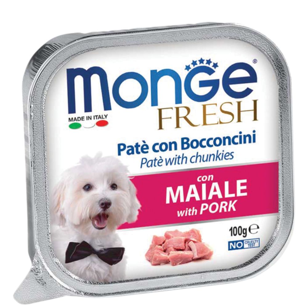 Monge Fresh - Pork Pate With Chunkies Tray Dog Food 100g