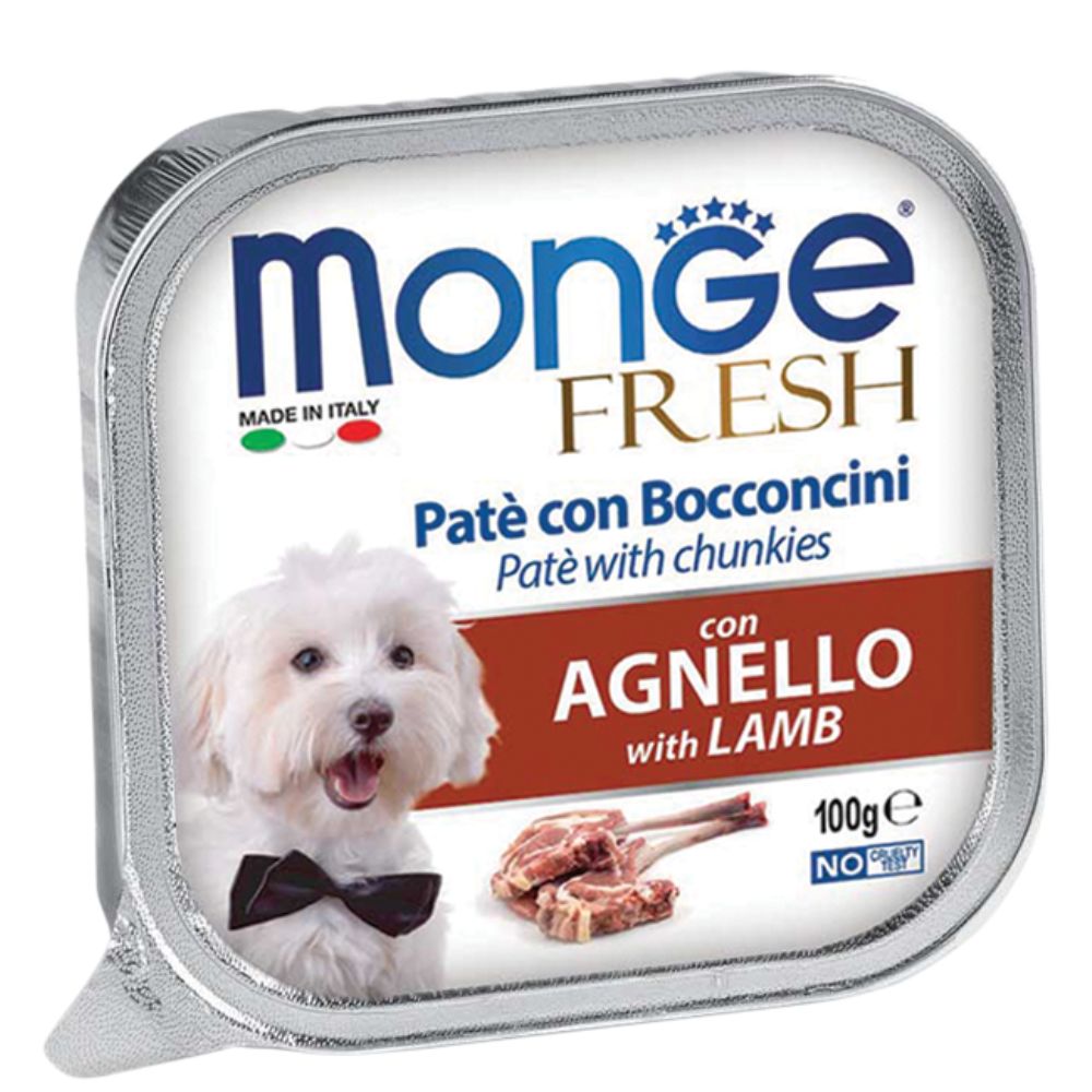 Monge Fresh - Lamb Pate With Chunkies Tray Dog Food 100g