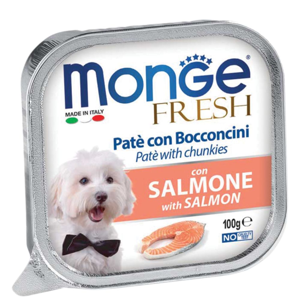 Monge Fresh - Salmon Pate With Chunkies Tray Dog Food 100g