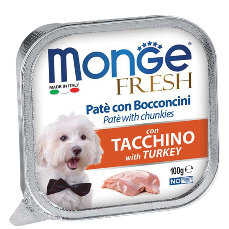 Monge Dog Fresh Turkey Pate with Chunkies 100g