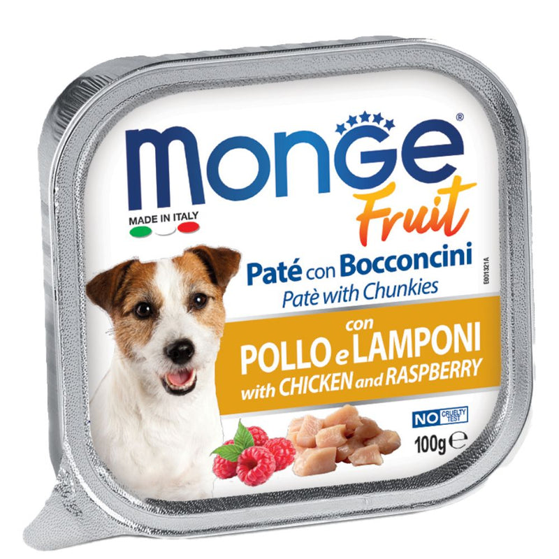 Monge Dog Fruit - Chicken & Raspberry Pate with Chunkies 100g