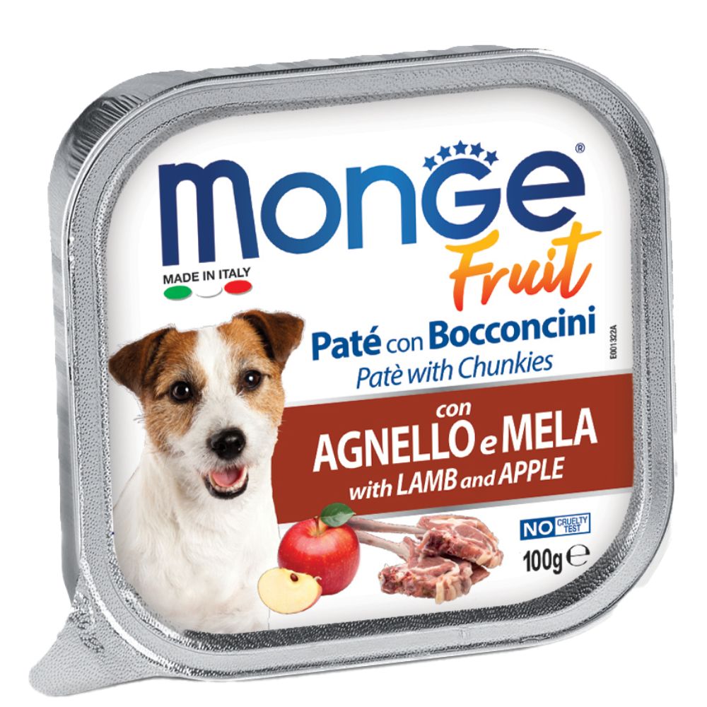 Monge Fruit - Lamb & Apple Pate With Chunkies Tray Dog Food 100g