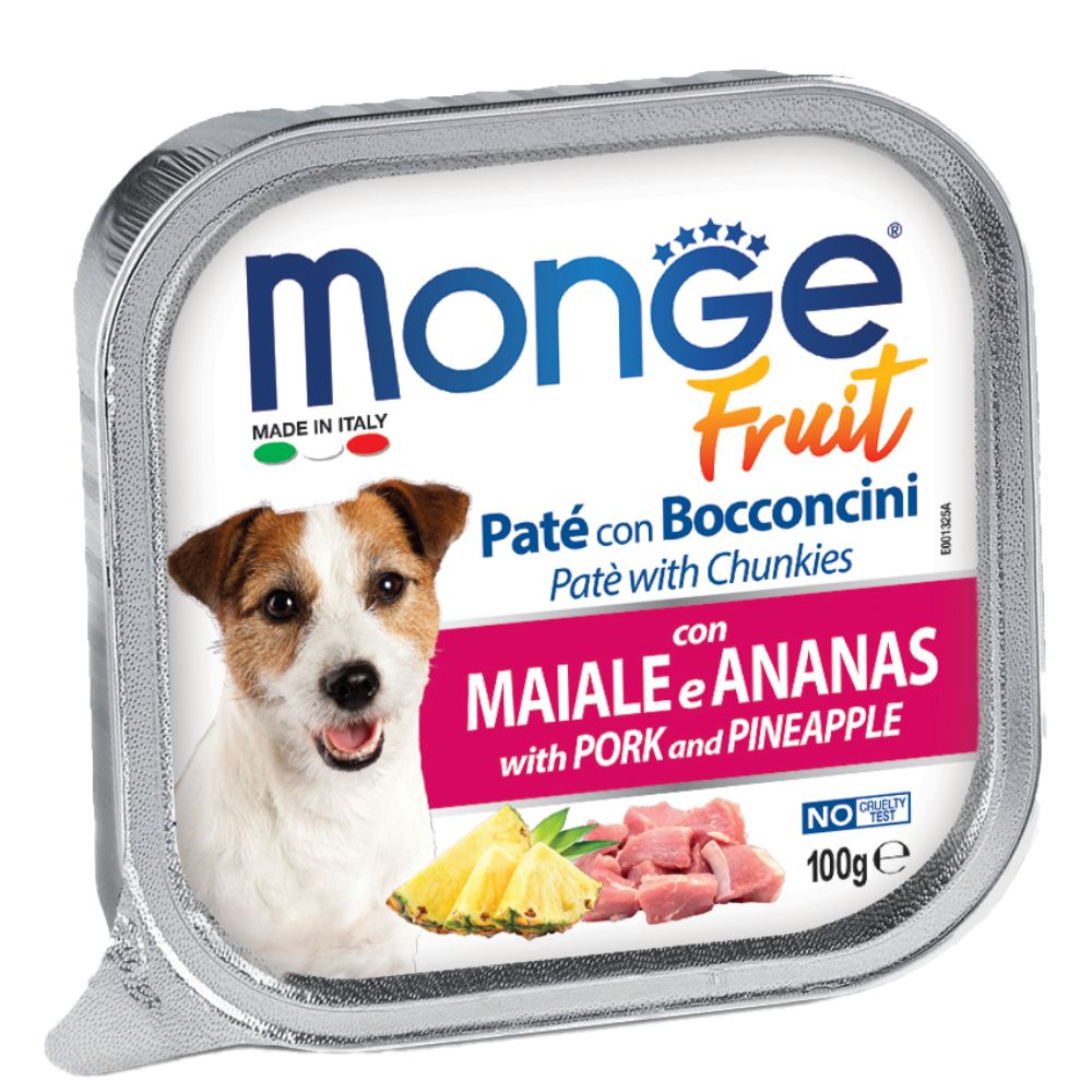 Monge Fruit - Pork & Pineapple Pate With Chunkies Tray Dog Food 100g