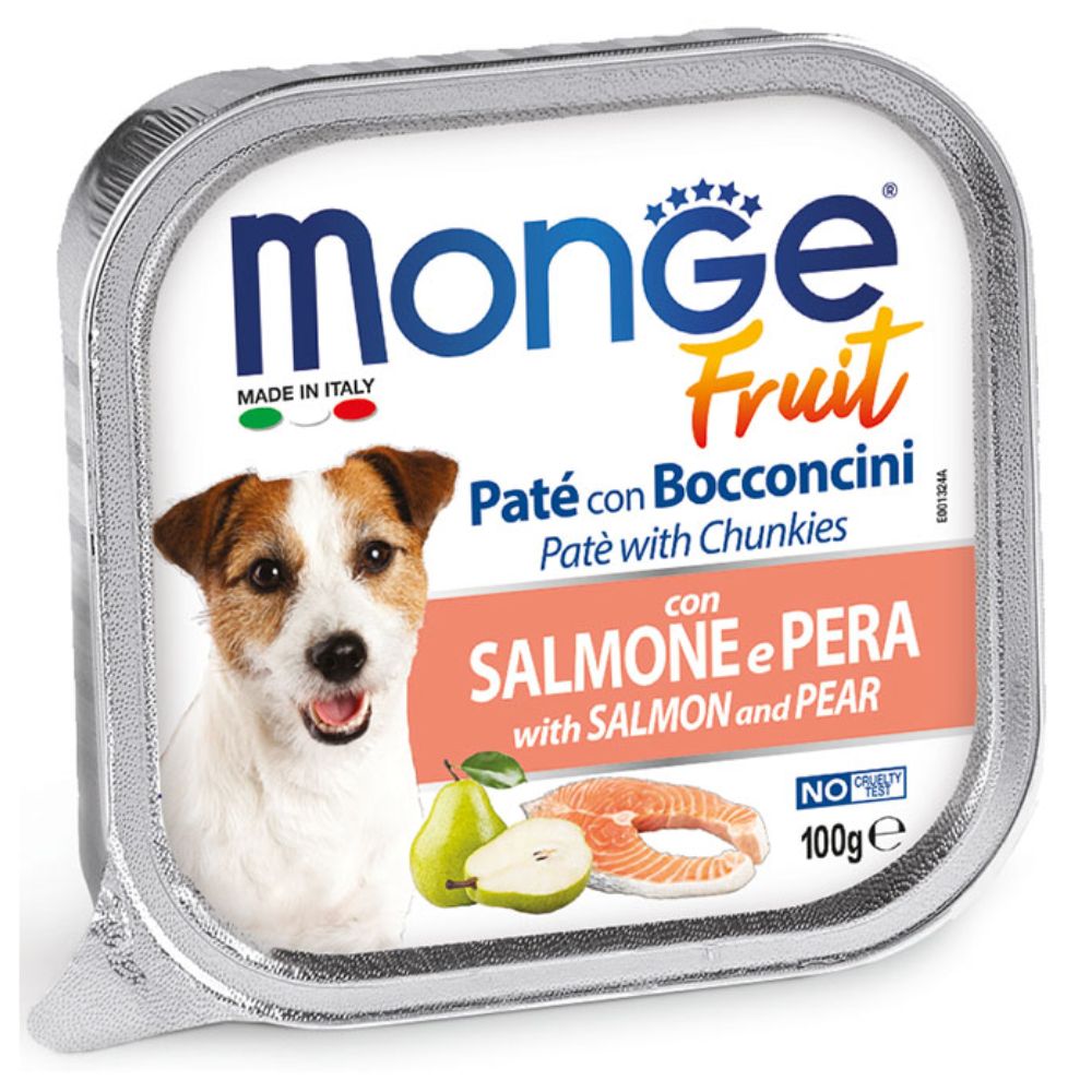 Monge Fruit - Salmon & Pear Pate With Chunkies Tray Dog Food 100g