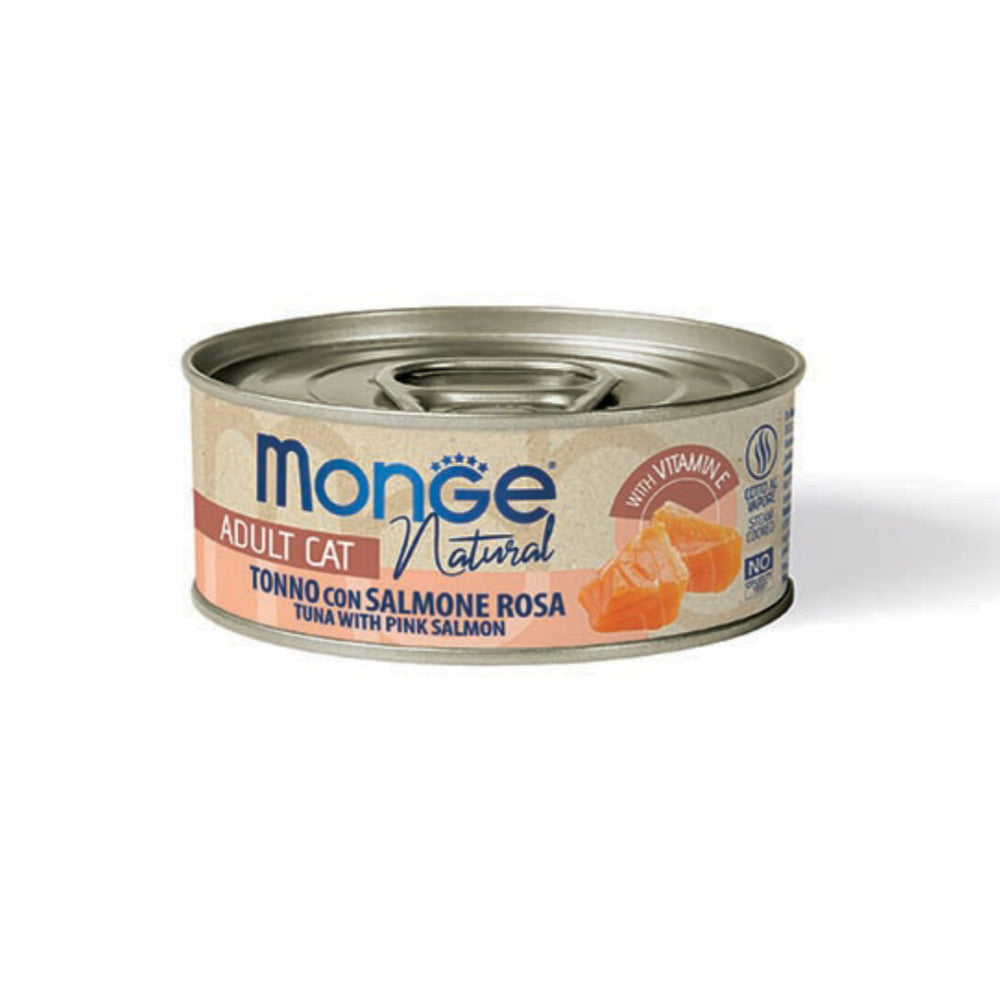 Monge Natural Yellowfin Tuna With Salmon Canned Cat Food 80g