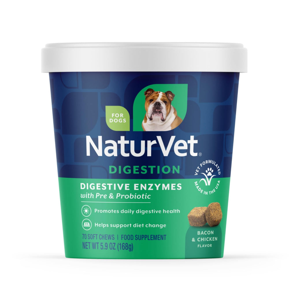 NaturVet Digestive Enzymes Plus Probiotic 70cts