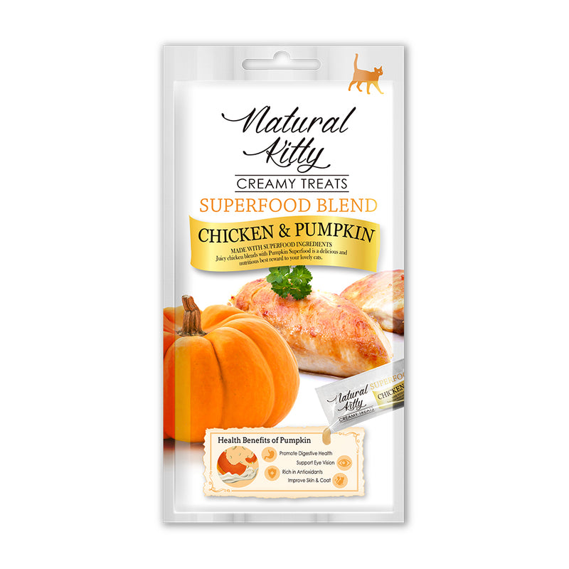 Natural Kitty Creamy Treats Superfood Blend - Chicken & Pumpkin 4x12g