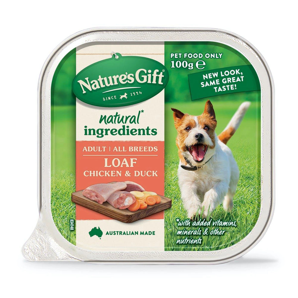Nature's Gift Loaf Chicken & Duck Adult Tray Dog Food 100g