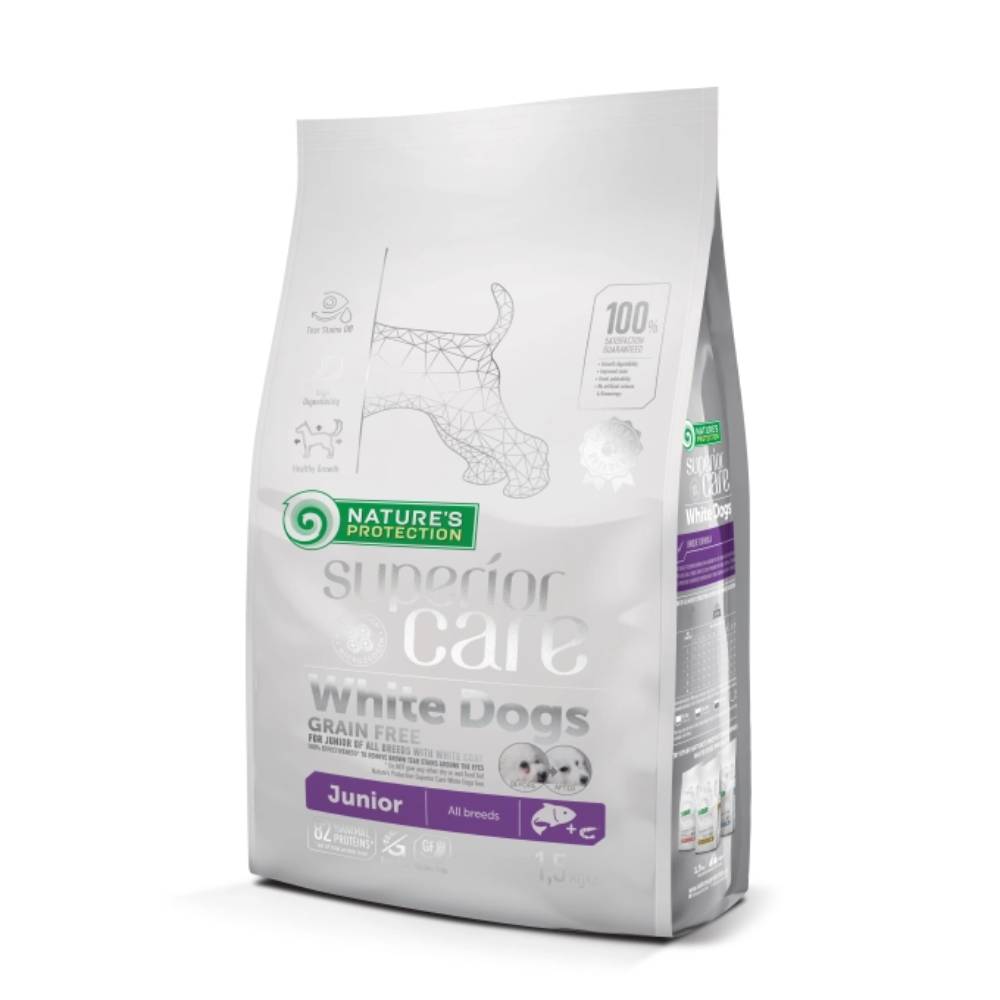 Nature's Protection Dog Junior Superior Care White Dogs All Breed Salmon 1.5kg