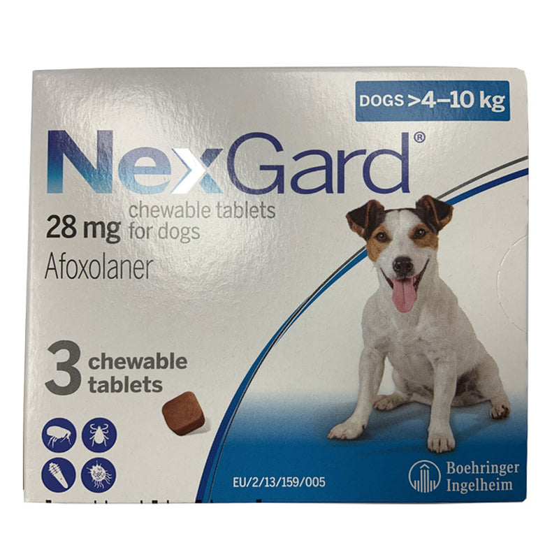 Nexgard Afoxolaner Chewable Tablets for Dogs 4-10kg 3tablets